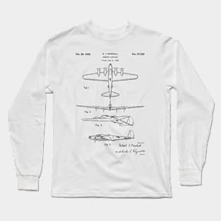 Bombing Airplane Patent Black Long Sleeve T-Shirt